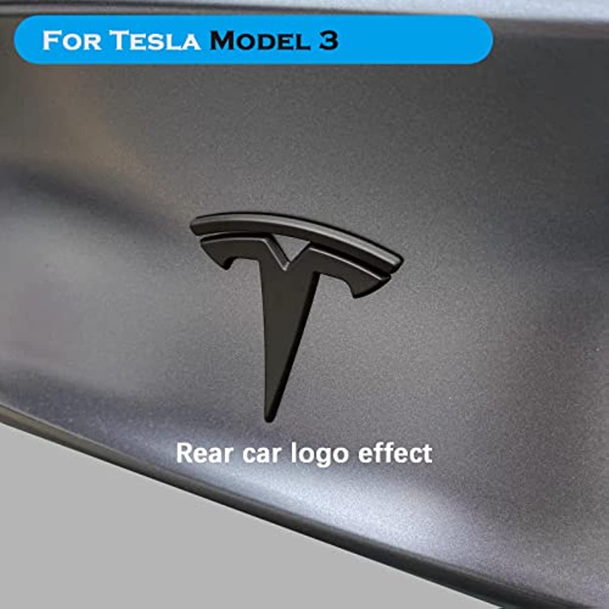Model 3 Steering Wheel/Front Trunk/Rear Trunk Logo Cover Sticker Badge Decals 3Pcs/Set for fit Tesla Model 3 Emblem Accessories(Matt Black)
