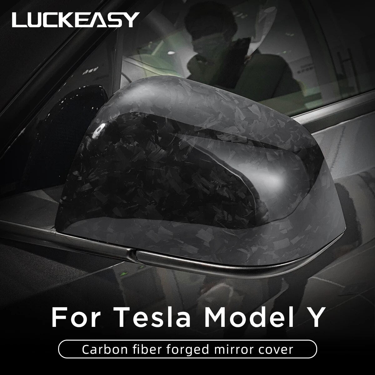 Bright Carbon Fiber Patch For Tesla Model Y 2021-2023 Steering Wheel Central Control Door Window Button model Y Interior Sticker