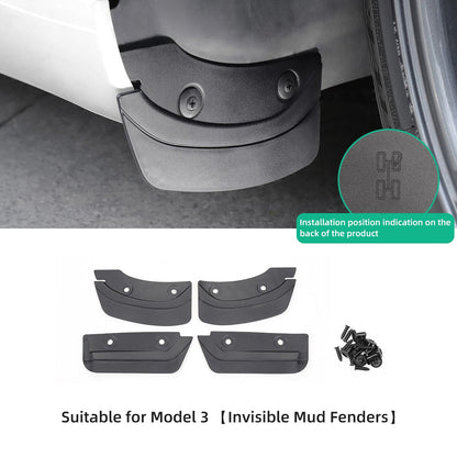 Car Accessories For Tesla Model3 ModelY 2020-2023 Mud Flaps Punch-Free Wheel Fender Splash Guards Fender 4Pcs