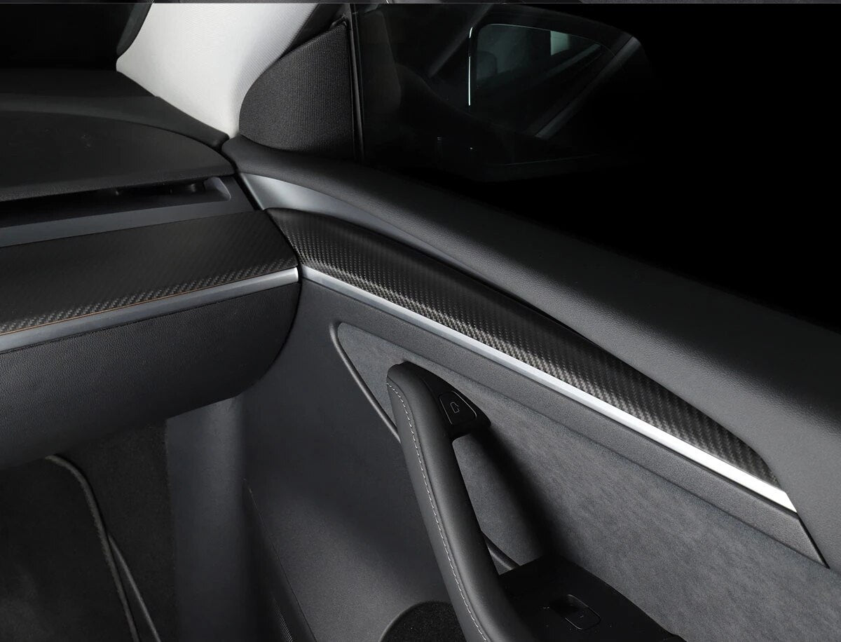 Car Steering Wheel Central Control Sticker For Tesla Model Y 2021-2023 Door Window Button Column Shift Matte Carbon Fiber Patch