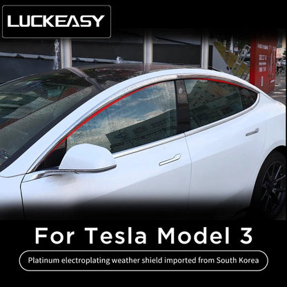 Car Window Frame Rain Shield Silver For Tesla Model 3 Exterior Modification Accessories Model3 2017-2022 South Korea Imported