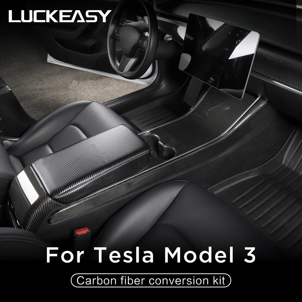 Carbon Fiber Patch For Tesla Model 3 2021-2023 Car Steering Wheel Central Control Car Door Window Button Column Shift model3
