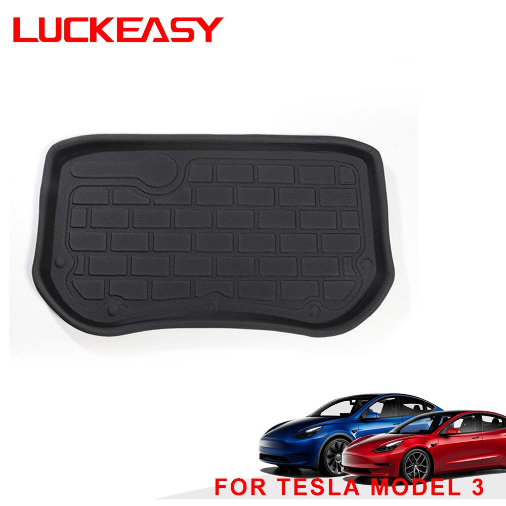 For Tesla Model 3 2017-2020 TPE Custom Lower Trunk Mats All-Weather Waterproof And Wearable Mat Sub-Trunk Carpet (Piano Model)