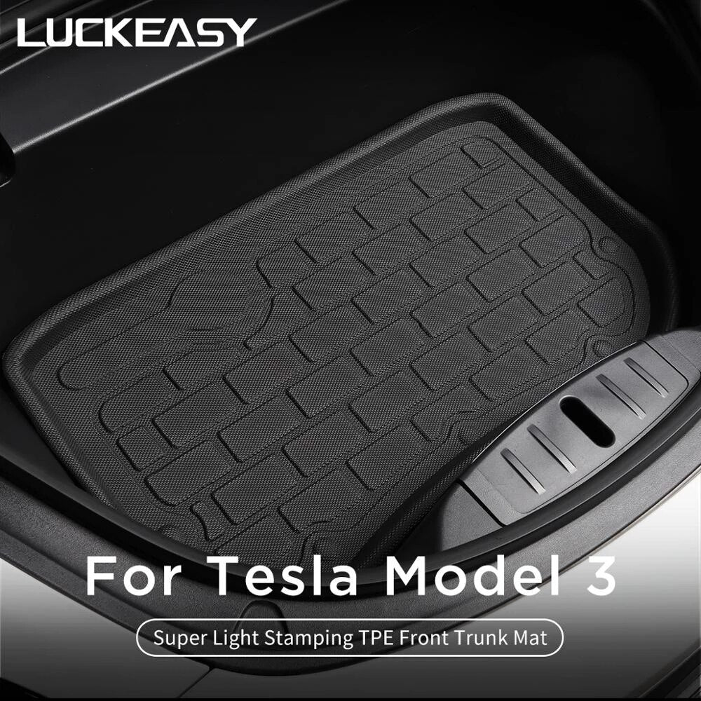 For Tesla Model 3 2017-2020 TPE Custom Lower Trunk Mats All-Weather Waterproof And Wearable Mat Sub-Trunk Carpet (Piano Model)