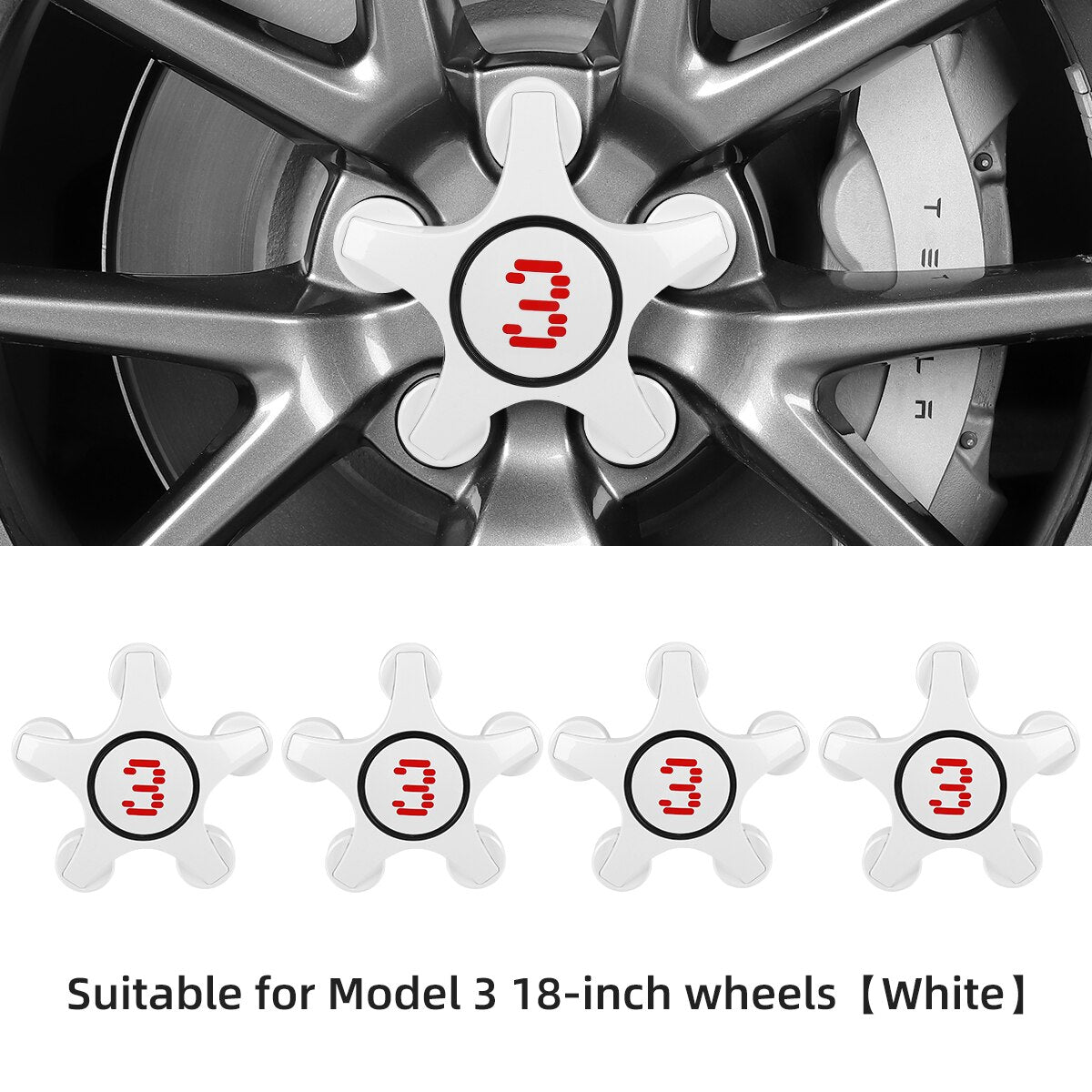 For Tesla Model 3 2022 18 Inch P Version Wheel Cap Hub Cap Kits ABS Hub Center Cover Car Modification Accessories
