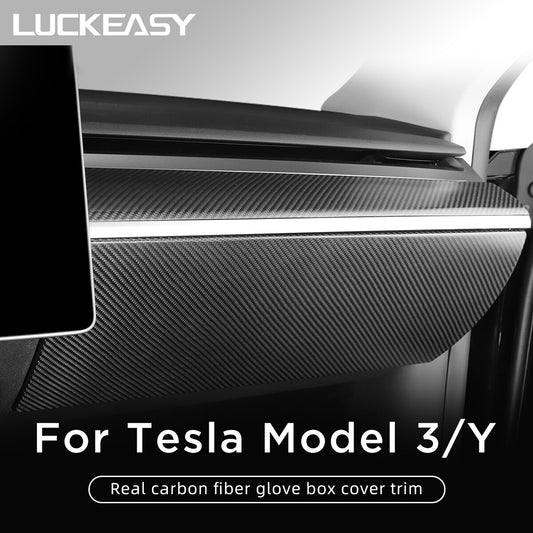 For Tesla Model 3 ModelY Center Console Glovebox Protection Patch Real Carbon Fiber Glove Box Cover Car Modification Accessories