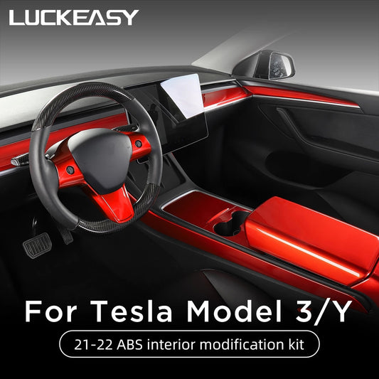 For Tesla Model 3 Y Car Interior Accessories Model3 2023 Decorative Dashboard Console Steering Wheel Armrest Box Air Outlet Set