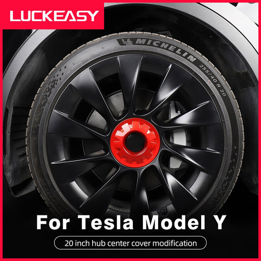 For Tesla Model Y 20 Inch Wheel Hub Center Cover ABS Decoration Wheel Cap Tesla Auto Accessories Exterior Carbon Fiber Black Red