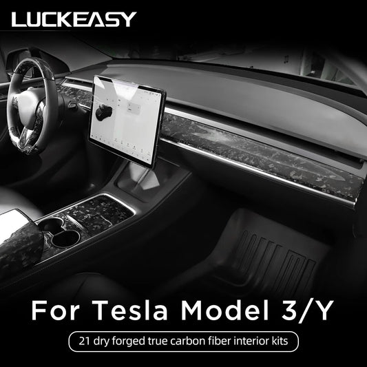 Forged Carbon Fiber Patch For Tesla Model Y 2021-2023 Car Steering Wheel Central Control Car Door Window Button Column Shift