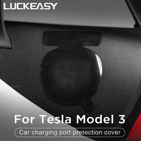 LUCKEASY Car Charging Port Protection Cover For Tesla Model 3 Model3 2023 Charging Port Dust Plug WHITE/BLACK