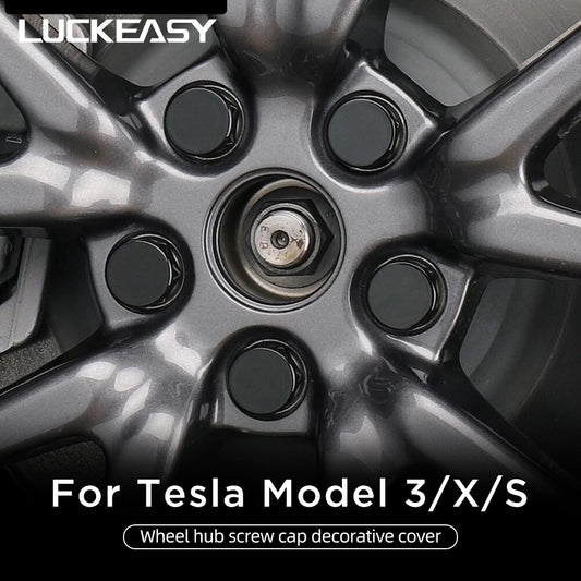 LUCKEASY For Tesla Model 3 Model X Model S 2017-2023 Wheel Hub Screw Cover Kit Car Accessories Wheel Nut Caps 20Pcs/Set