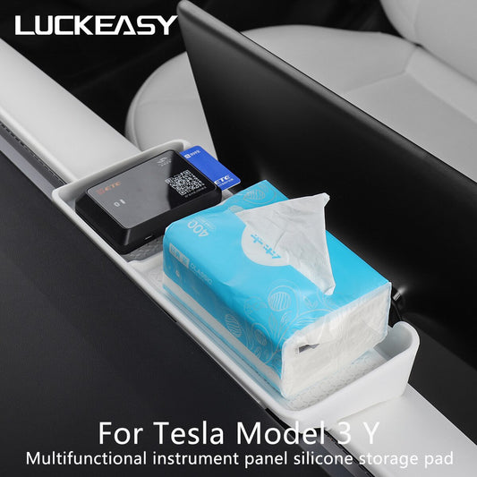 LUCKEASY For Tesla Model 3 Y 2021-2023 Car Multifunctional Dashboard Anti-Slip Pad Interior Accessories Small Item Storage Mat