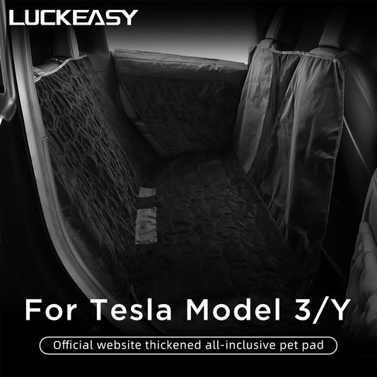 LUCKEASY For Tesla Model 3 Y S 2017-2023 Car Accessories Thickened All-inclusive Pet Pad Rear Seat Protection Cushion Pet Mat