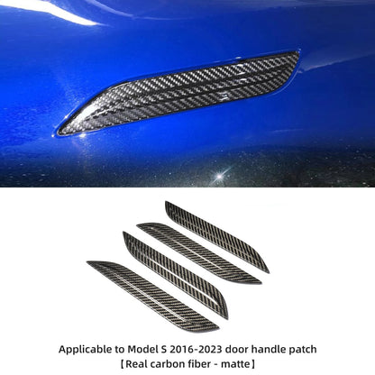 For Tesla Model 3 Y X S 2016-2023 Door Handle Patch Real Carbon Fiber Door Handle Decoration Stickers Car Accessories