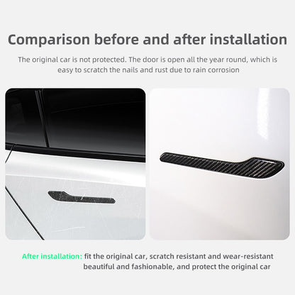For Tesla Model 3 Y X S 2016-2023 Door Handle Patch Real Carbon Fiber Door Handle Decoration Stickers Car Accessories