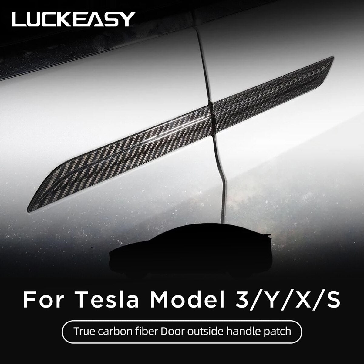 For Tesla Model 3 Y X S 2016-2023 Door Handle Patch Real Carbon Fiber Door Handle Decoration Stickers Car Accessories