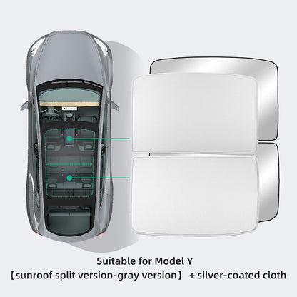 For Tesla Model Y 2020-2023 Automotive Interior Shade Net Split 2 Tablets Anti-collapse Skylight Sunshade Net Protector