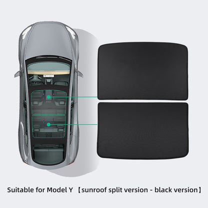 For Tesla Model Y 2020-2023 Automotive Interior Shade Net Split 2 Tablets Anti-collapse Skylight Sunshade Net Protector