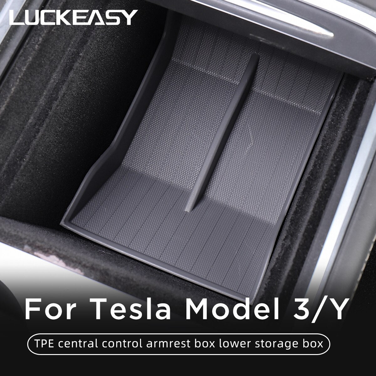 For Tesla Model3 ModelY Car Armrest Box Storage Box TPE Center Control Lower Interior Tidying Accessories Container Box