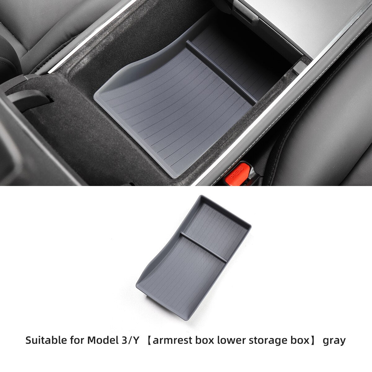 For Tesla Model3 ModelY Car Armrest Box Storage Box TPE Center Control Lower Interior Tidying Accessories Container Box