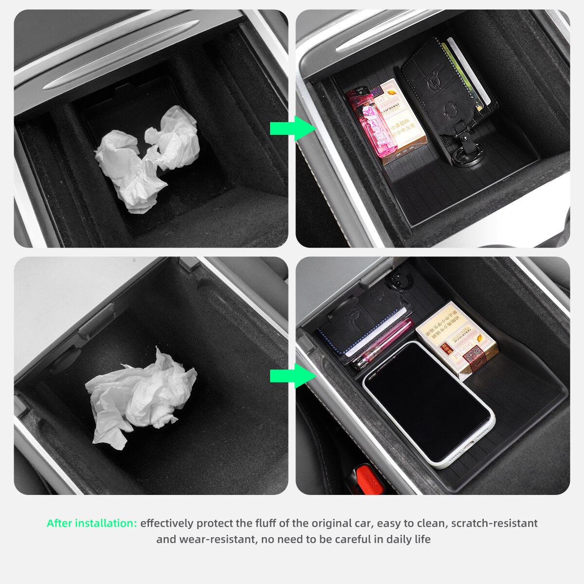 For Tesla Model3 ModelY Car Armrest Box Storage Box TPE Center Control Lower Interior Tidying Accessories Container Box