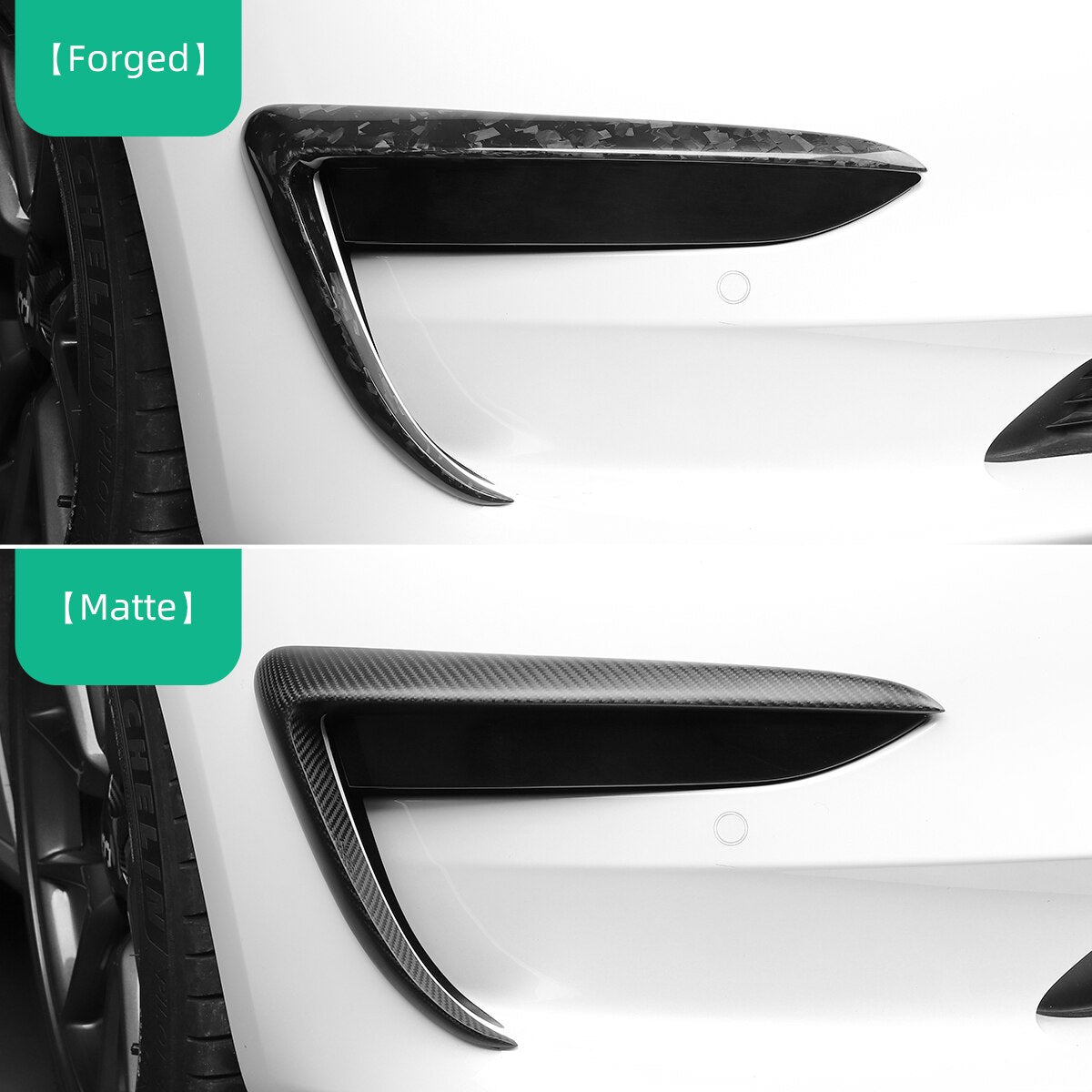 For Tesla Model3 ModelY Front Bumper Eyebrow Wind Knife Real Carbon Fiber Front Fog Lamp Bumper Sticker Car Accessories