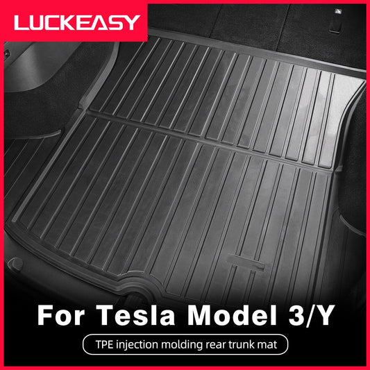 LUCKEASY Front And Rear Trunk Mats Auto Accessories For Tesla Model 3 Model Y 2021-2023 TPE Non-Slip Easy Clean Storage Mat