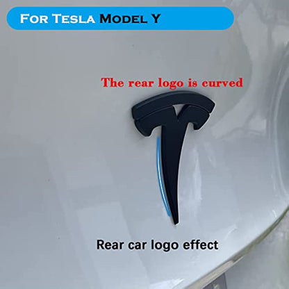 Model Y Steering Wheel/Front Trunk/Rear Trunk Logo Sticker Cover Emblem Badge Decals 3PCS/Set for Tesla Model Y Accessories(Matt Black)