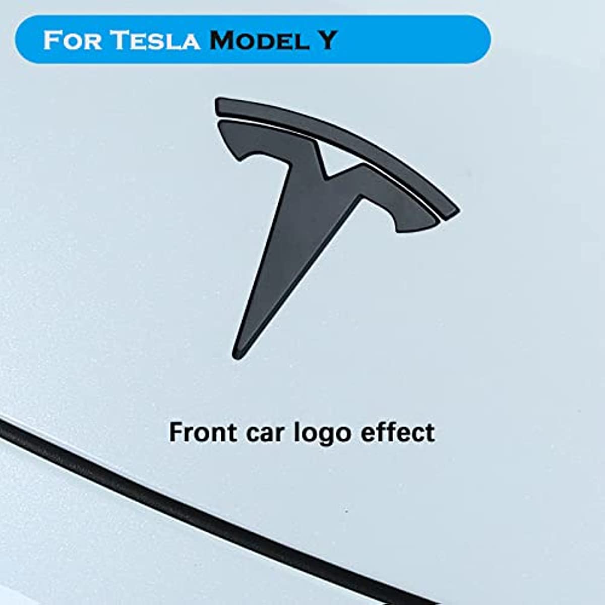 Model Y Steering Wheel/Front Trunk/Rear Trunk Logo Sticker Cover Emblem Badge Decals 3PCS/Set for Tesla Model Y Accessories(Matt Black)