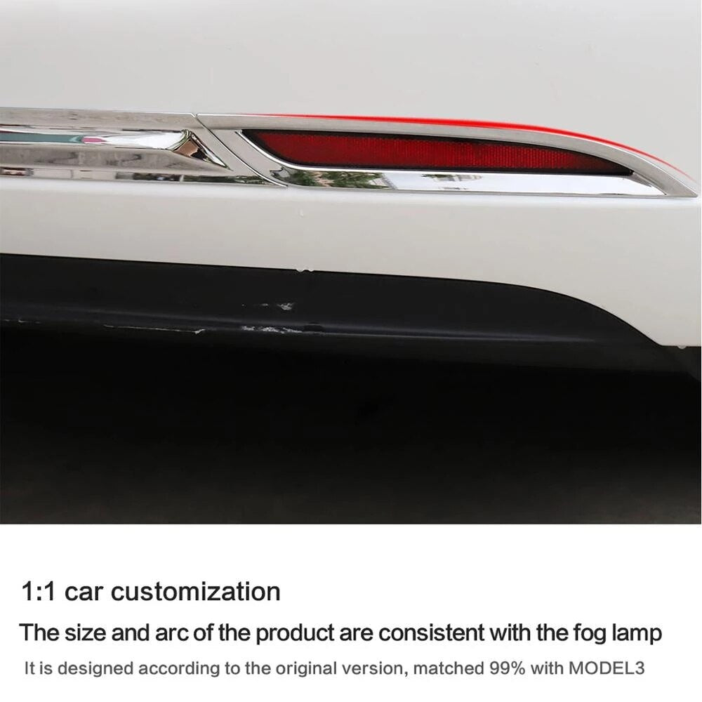 Car Rear Fog Lamp Trim With Led Lights Decoration Strip For Tesla Model 3 Exterior Modification Accessories ABS Model3 2017-2023