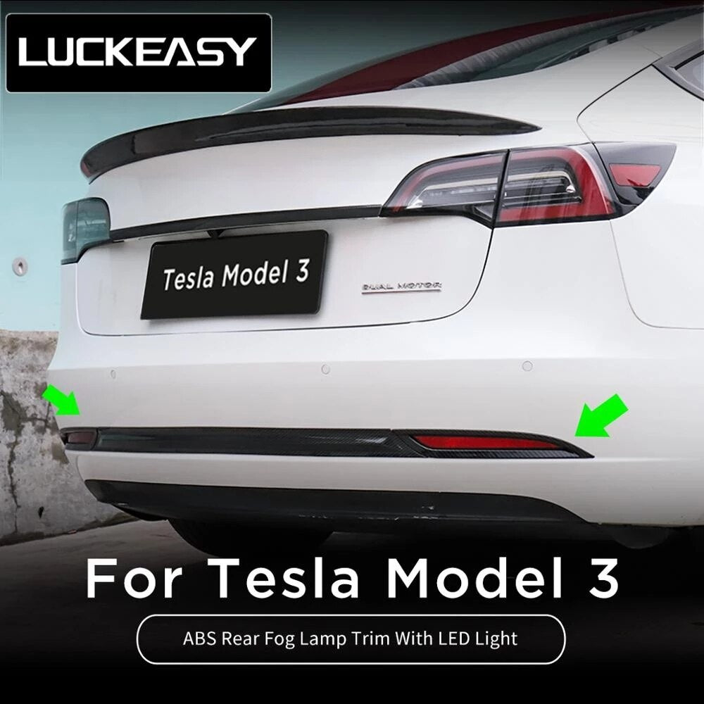 Car Rear Fog Lamp Trim With Led Lights Decoration Strip For Tesla Model 3 Exterior Modification Accessories ABS Model3 2017-2023