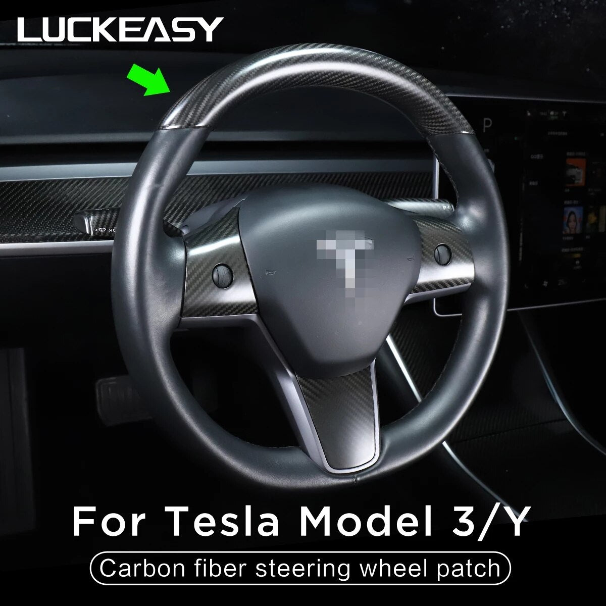 Car Steering Wheel Central Control Sticker For Tesla Model Y 2021-2023 Door Window Button Column Shift Matte Carbon Fiber Patch