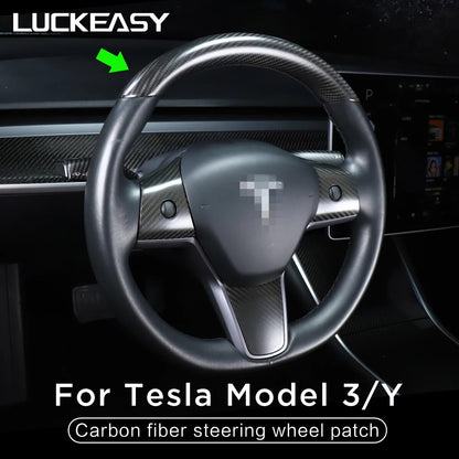 Car Steering Wheel Central Control Sticker For Tesla Model Y 2021-2023 Door Window Button Column Shift Matte Carbon Fiber Patch