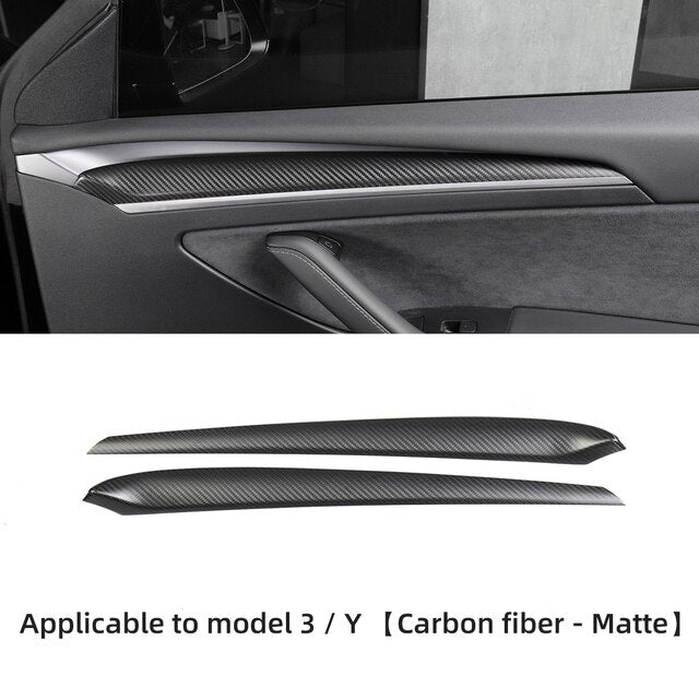 Car Steering Wheel Central Control Sticker For Tesla Model Y 2021-2023 Door Window Button Column Shift Matte Carbon Fiber Patch
