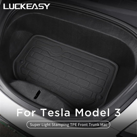 For Tesla Model 3 2017-2020 TPE Custom Lower Trunk Mats All-Weather Waterproof And Wearable Mat Sub-Trunk Carpet (Piano Model)