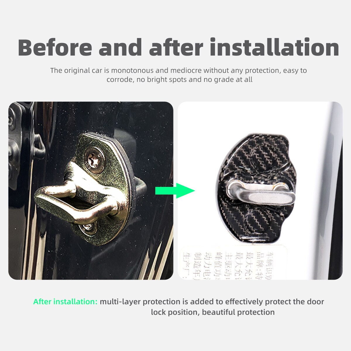 For Tesla Model 3 2017-2023 True Carbon Fiber Door Lock Cover Carbon Fiber Door Lock Protective Cover Car Interior Accessories