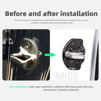 For Tesla Model 3 2017-2023 True Carbon Fiber Door Lock Cover Carbon Fiber Door Lock Protective Cover Car Interior Accessories