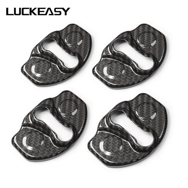 For Tesla Model 3 2017-2023 True Carbon Fiber Door Lock Cover Carbon Fiber Door Lock Protective Cover Car Interior Accessories