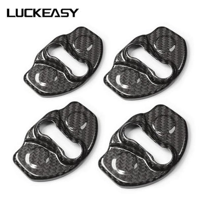For Tesla Model 3 2017-2023 True Carbon Fiber Door Lock Cover Carbon Fiber Door Lock Protective Cover Car Interior Accessories