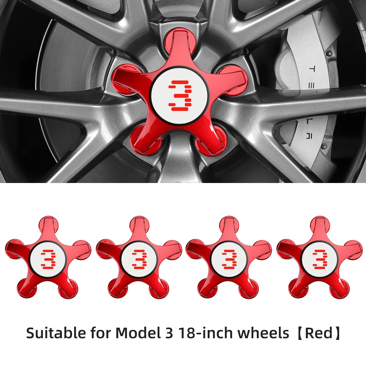 For Tesla Model 3 2022 18 Inch P Version Wheel Cap Hub Cap Kits ABS Hub Center Cover Car Modification Accessories