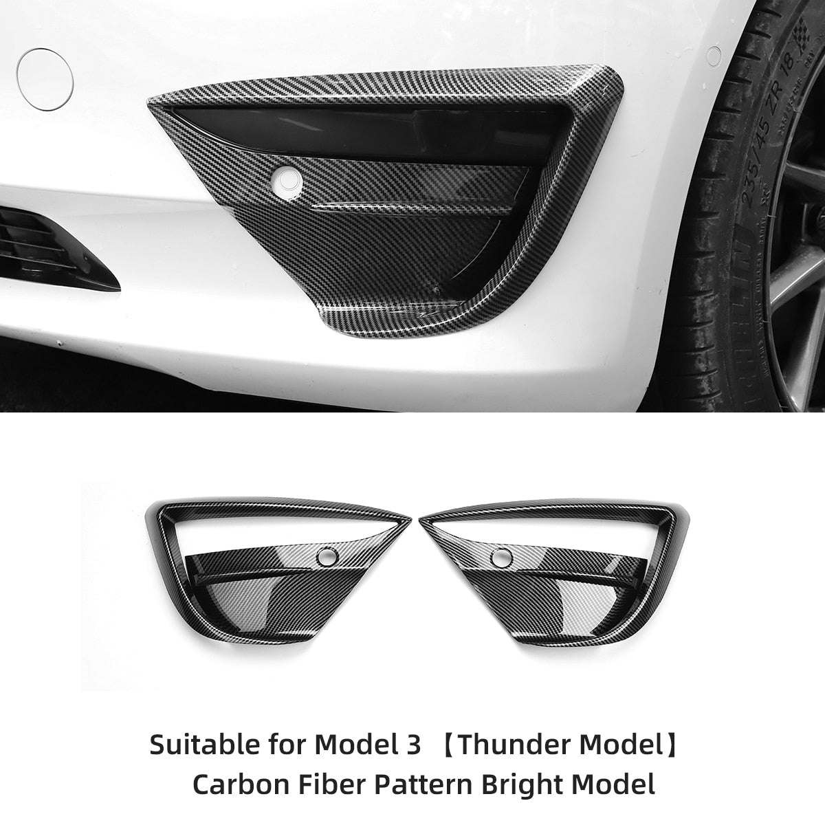For Tesla Model 3 2023 ABS Front Fog Lamp Modified Wind Knife Bumper Protector Car Sticker Exterior Decoration Accessories