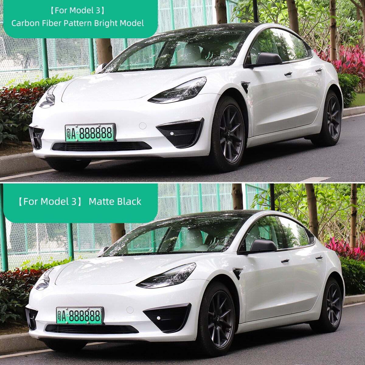 For Tesla Model 3 2023 ABS Front Fog Lamp Modified Wind Knife Bumper Protector Car Sticker Exterior Decoration Accessories