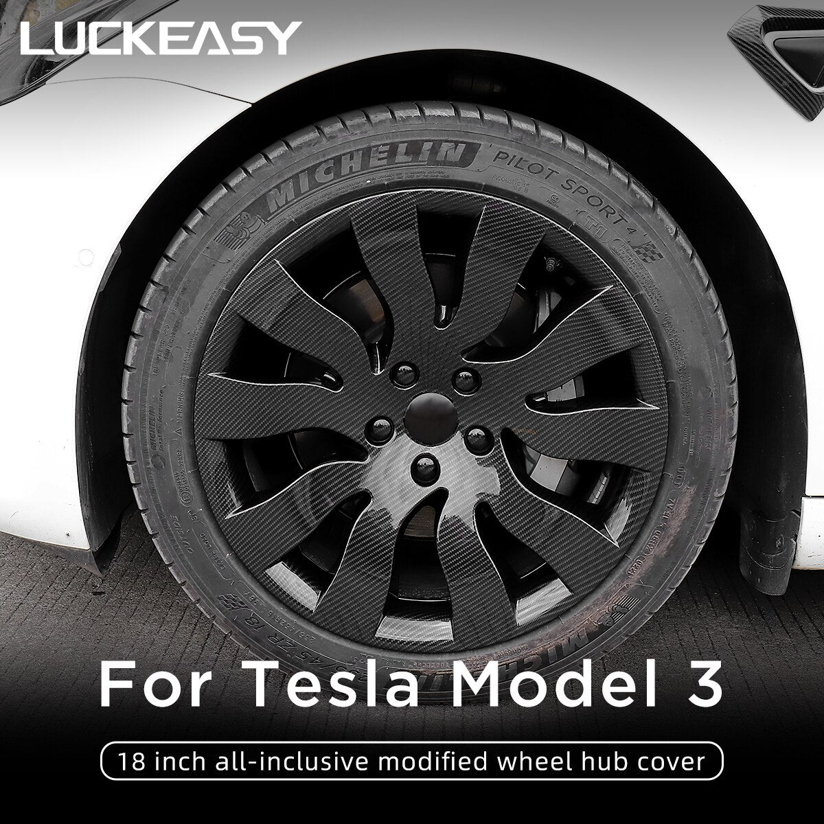 For Tesla Model 3 2023 Wheel Cap 18 Inch  All-inclusive Hubcap Replacement Wheel Cover Kit Modification Accessories