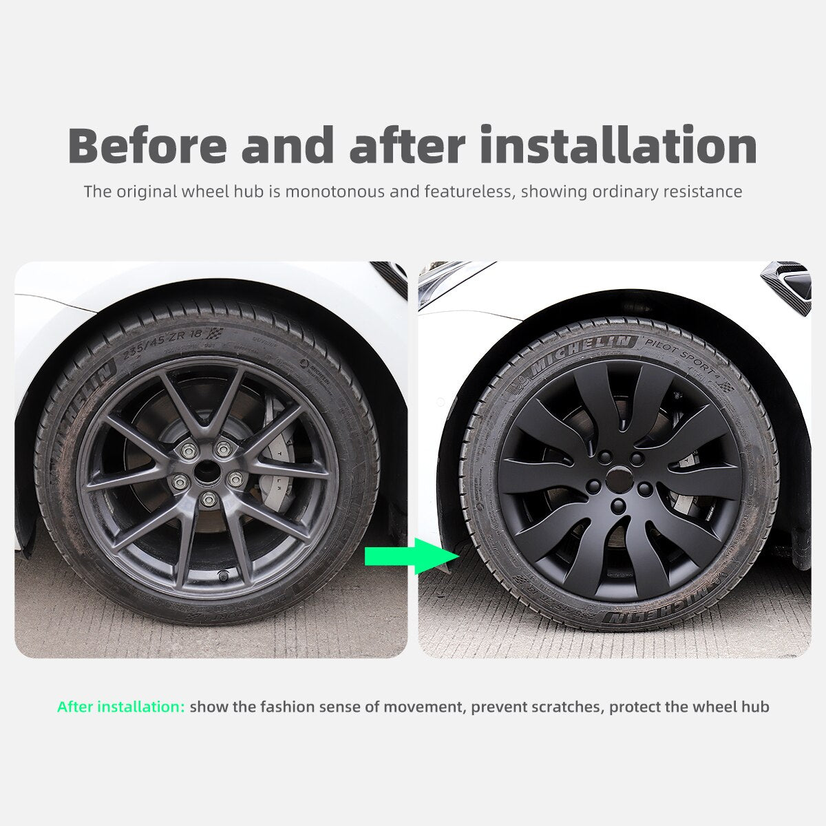 For Tesla Model 3 2023 Wheel Cap 18 Inch  All-inclusive Hubcap Replacement Wheel Cover Kit Modification Accessories