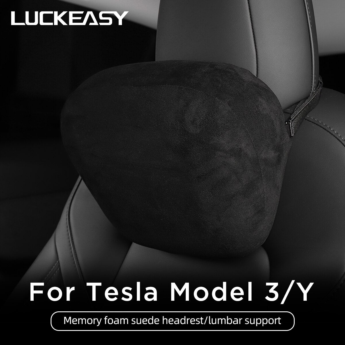 For Tesla Model 3 Model Y Car Neck Seat Pillow Interior Accessories Car Memory Foam Suede Travel Headrest Lumbar Pillow