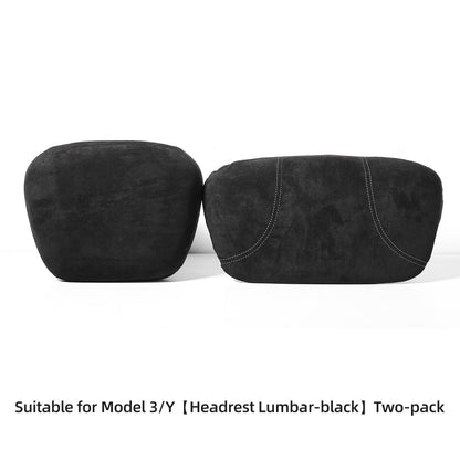 For Tesla Model 3 Model Y Car Neck Seat Pillow Interior Accessories Car Memory Foam Suede Travel Headrest Lumbar Pillow