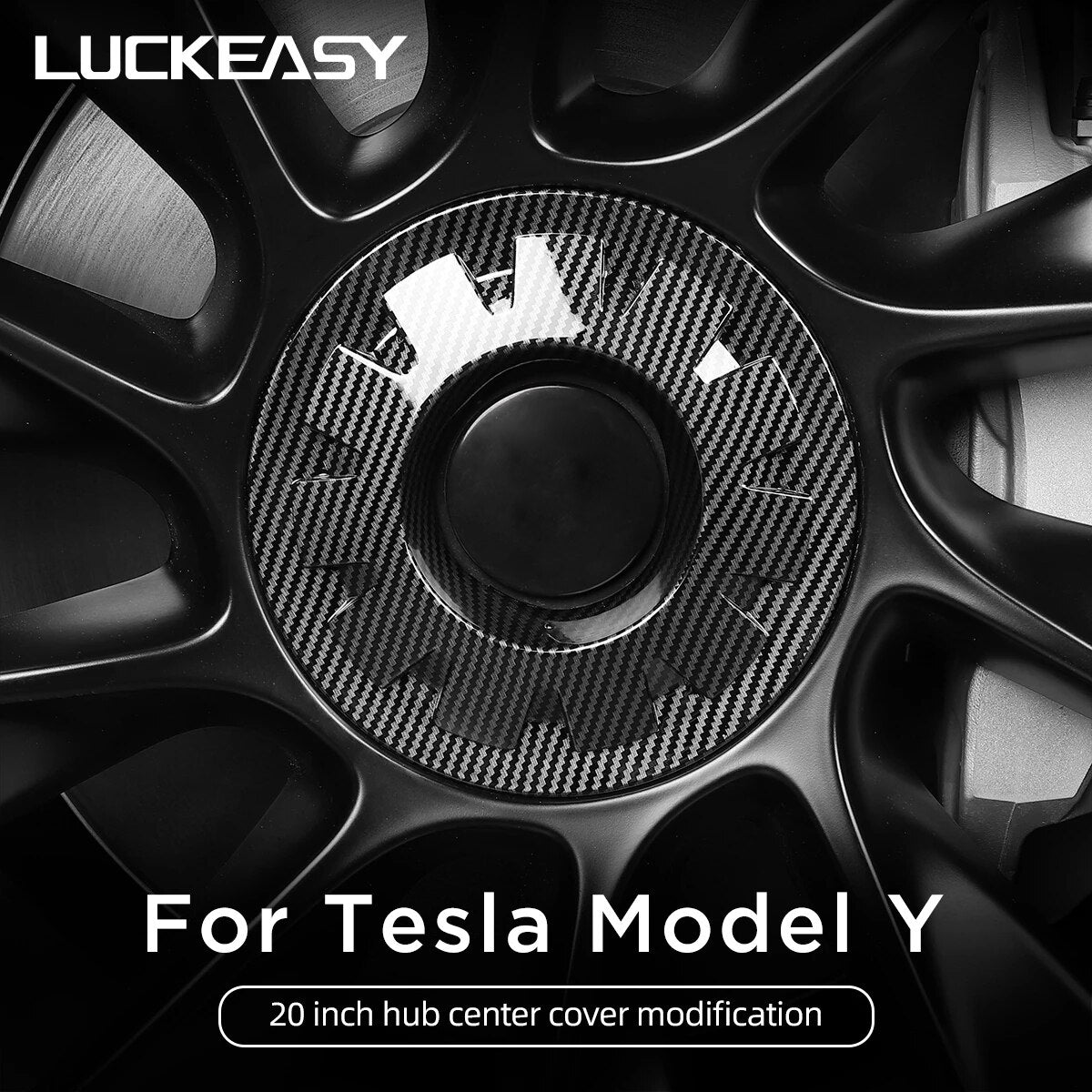 For Tesla Model Y 20 Inch Wheel Hub Center Cover ABS Decoration Wheel Cap Tesla Auto Accessories Exterior Carbon Fiber Black Red