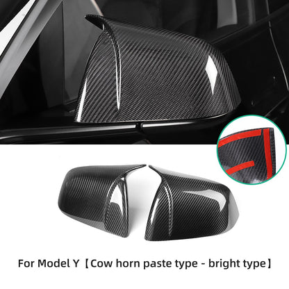 For Tesla Model Y 2017-2023 Carbon Fiber Rearview Mirror Cover Car Modification Accessories Side Mirror Protection Cover Caps