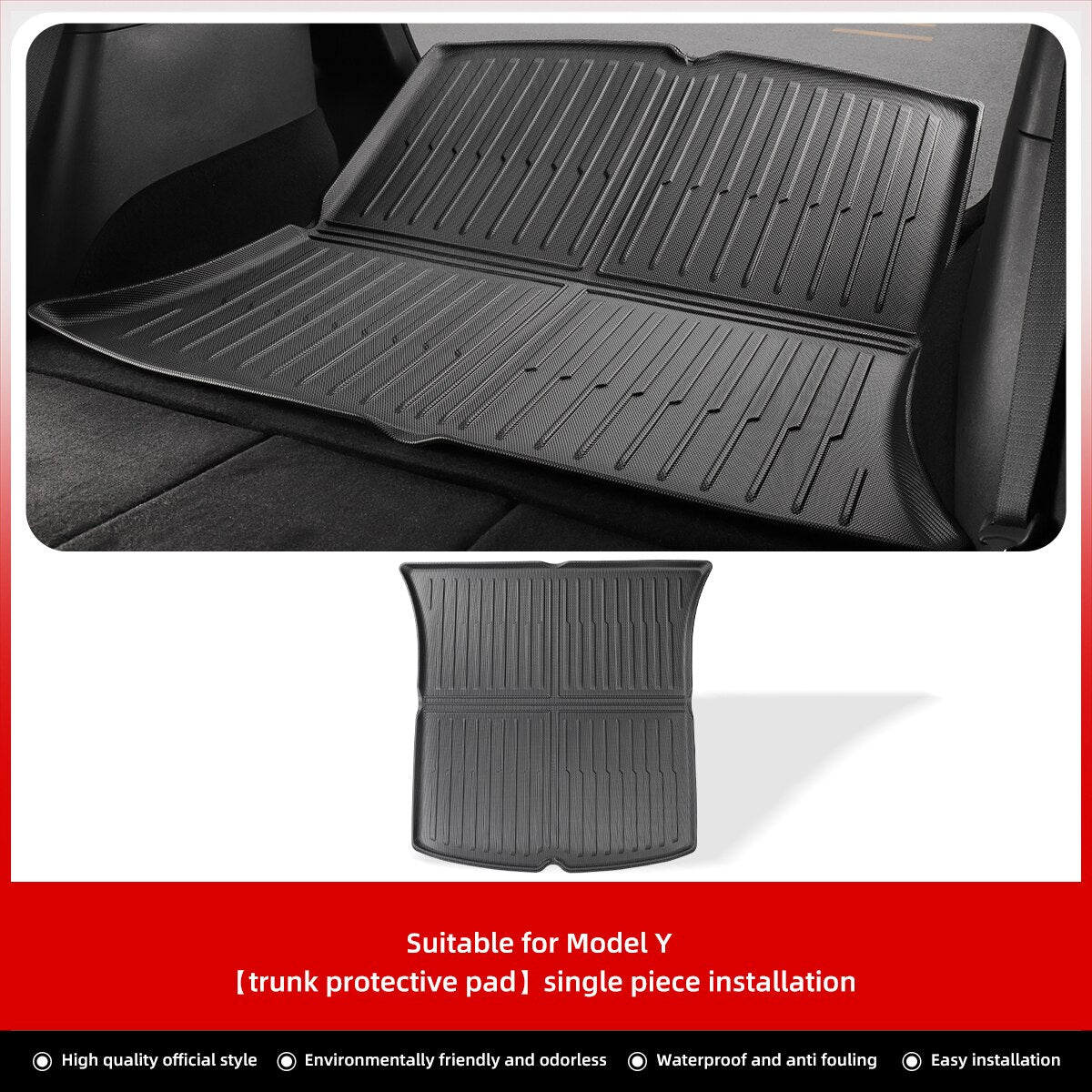 For Tesla Model Y 2021-2023 Rear Trunk Seat Backrest Cushion Anti-Kick Mat Car Accessories TPE Trunk Protection Pad