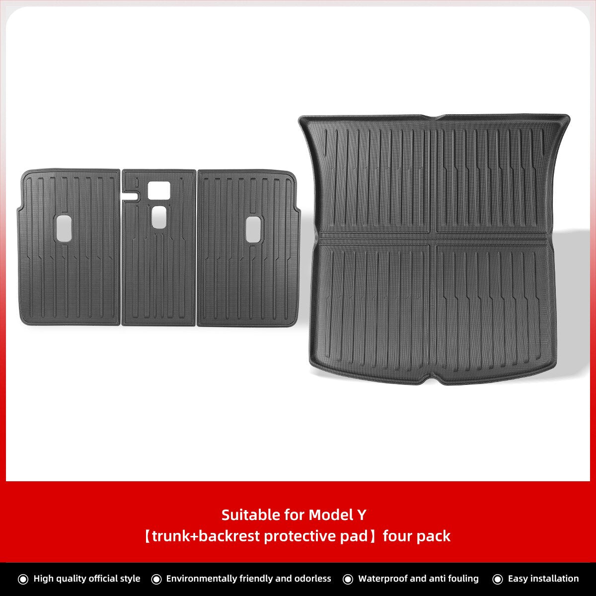 For Tesla Model Y 2021-2023 Rear Trunk Seat Backrest Cushion Anti-Kick Mat Car Accessories TPE Trunk Protection Pad